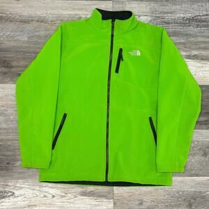 The North Face Apex Bionic Neon Green L Full Zip Fleece Lined Softshell Jacket